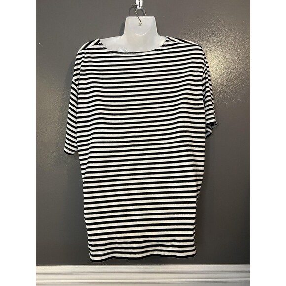Needle & Threads Shirt Womens XL Black White Striped Nautical Anchor Embroidered - Picture 6 of 8